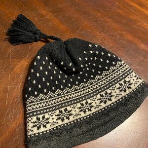 DPC Black and White Knit Beanie with Tassel